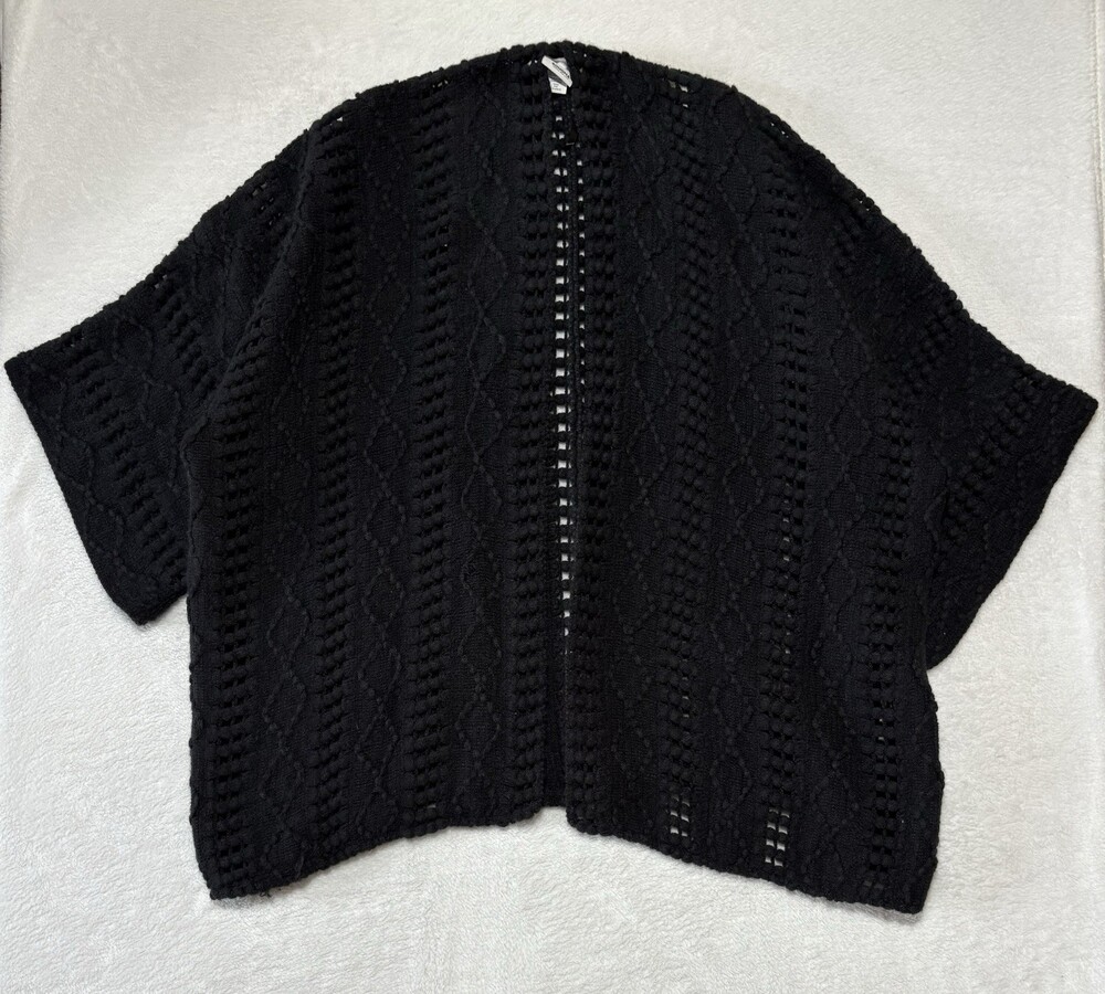Sonoma Goods For Life Cardigan Womens One Size Black Open Knit Crochet Kimono